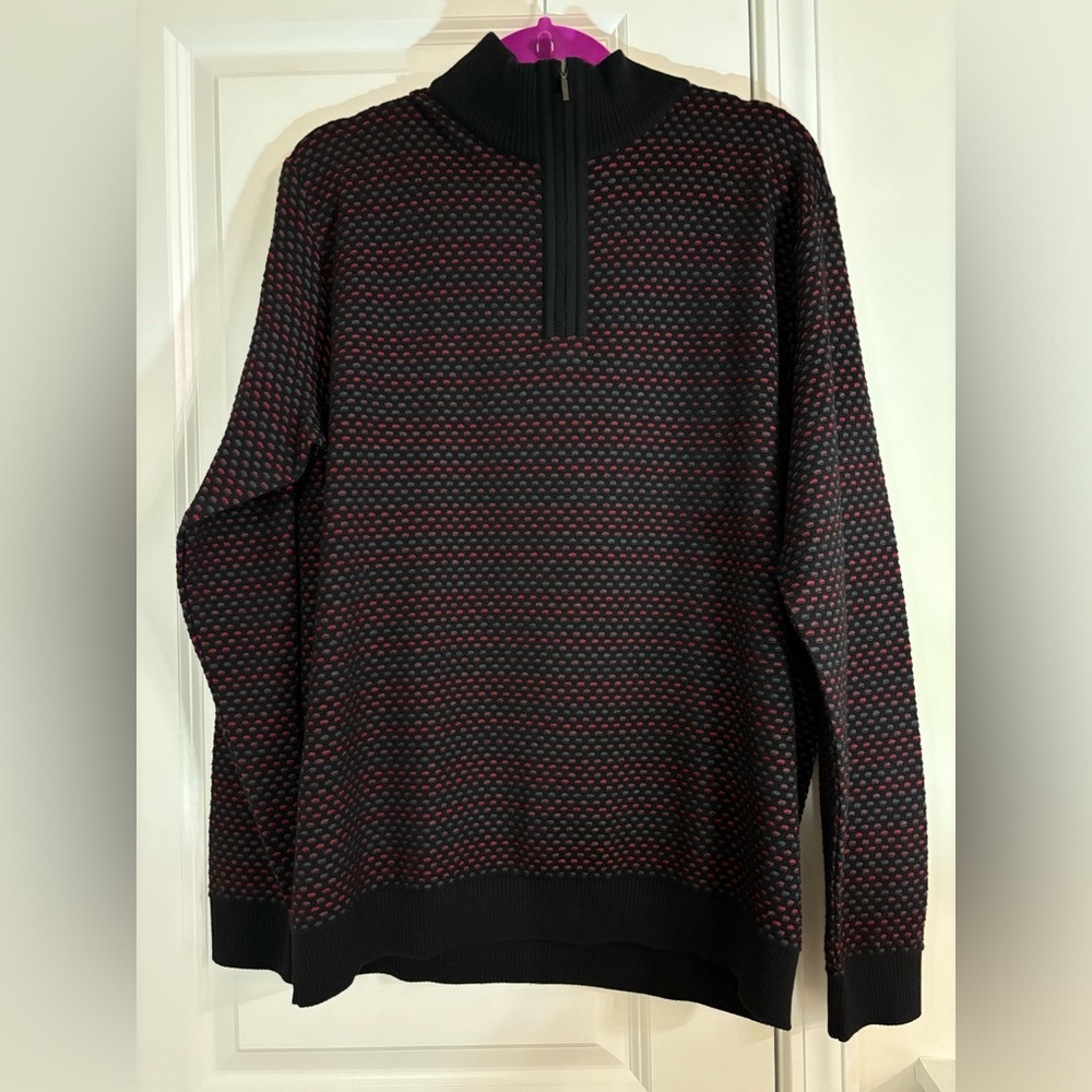 Bullock & Jones Black Long Sleeve 1/4 Zip Pullover Sweater XL Golf Multicolor